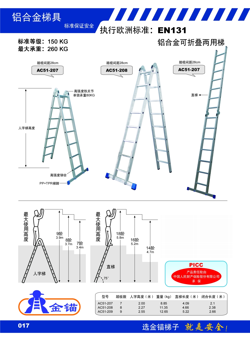 铝合金可折叠两用工作梯